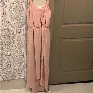 Blush high low spaghetti strap dress